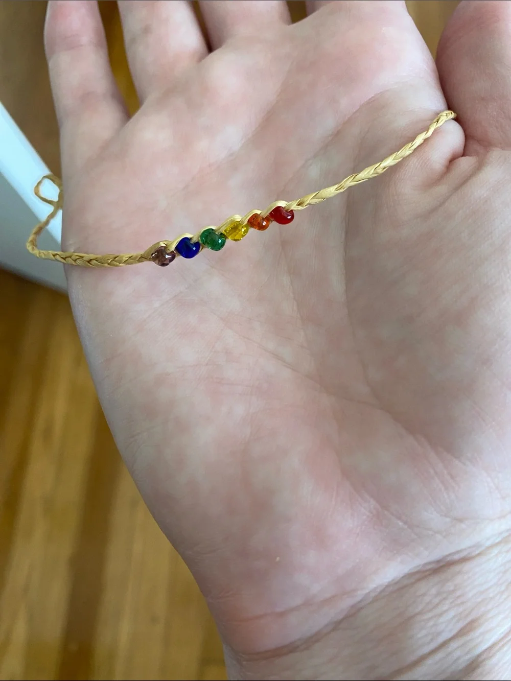 Handmade Yellow Braided Friendship Bracelet with Colorful Beads